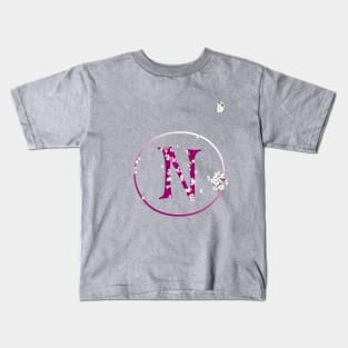 Monogram fairy flowers, letter N Kids T-Shirt